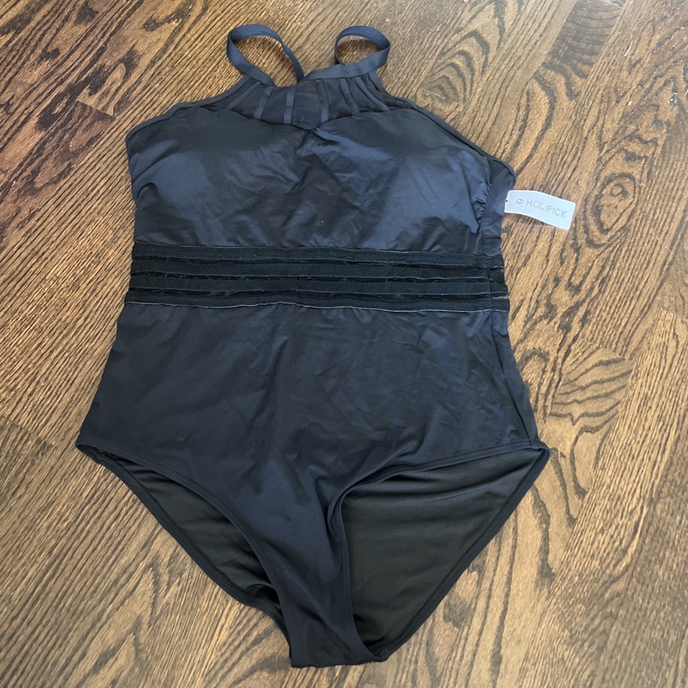 Holipick Swimsuit Swim One-Piece Women Xl Solid Black